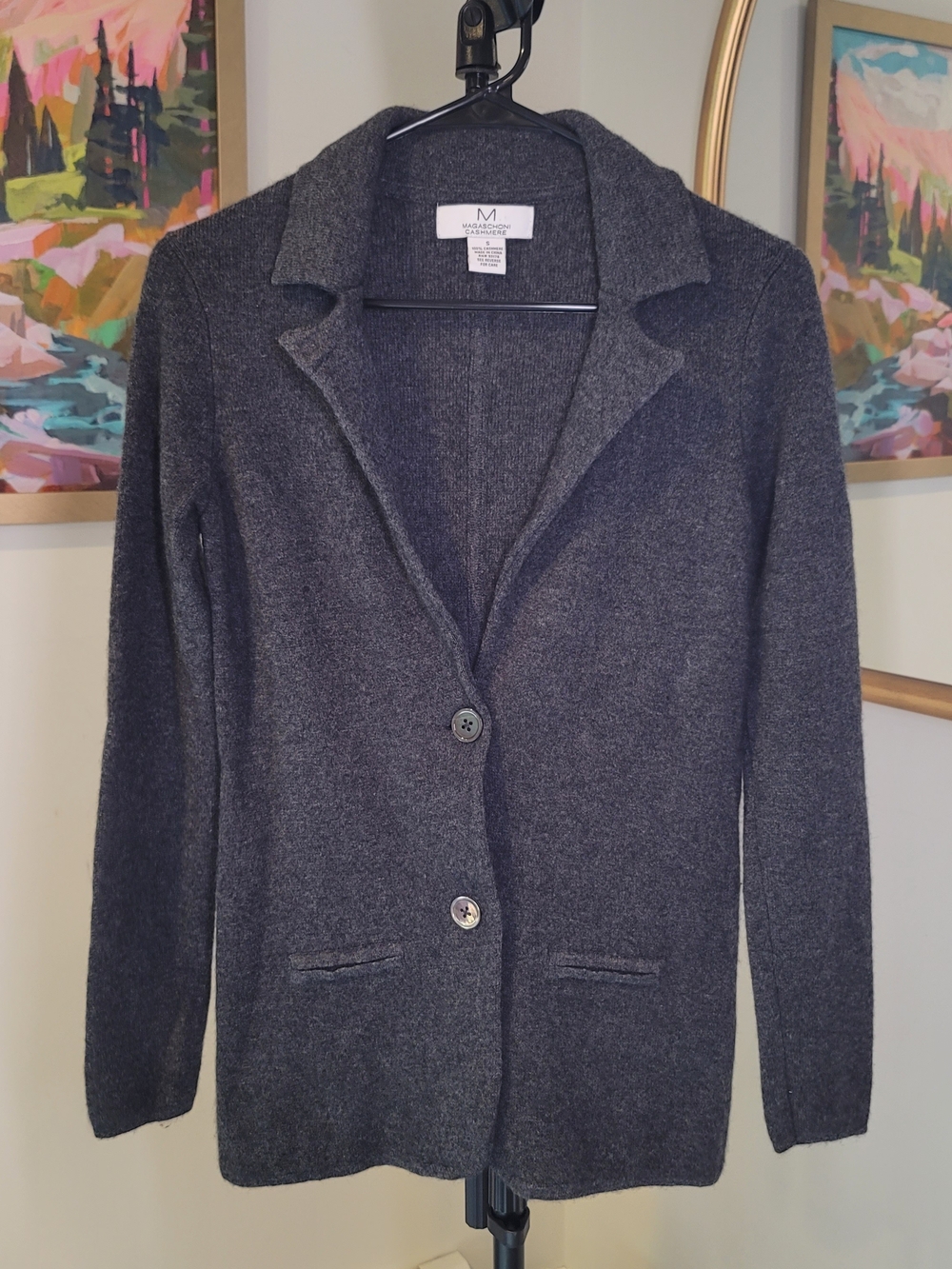 MAGASCHONI CASHMERE 100% Cashmere Sweater Cardigan Blazer Gray Women's Size S